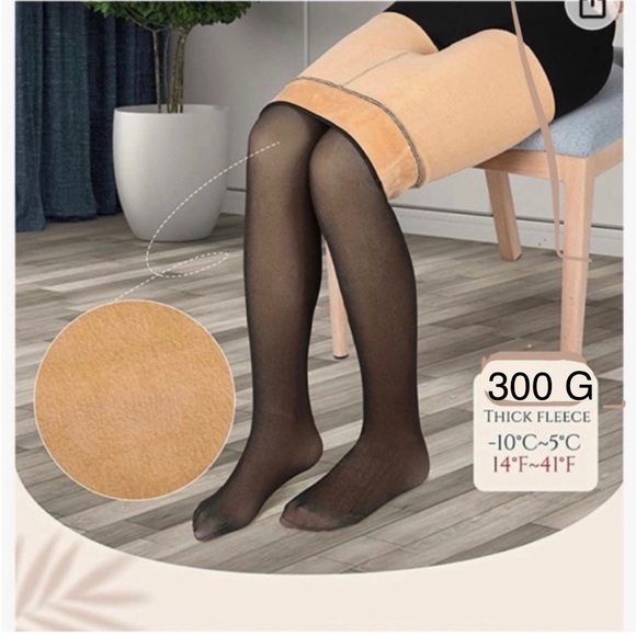 300 G! The ticker ultra warm Fleeced Lined Pantyhose winter transparent tights - Picture 1 of 9